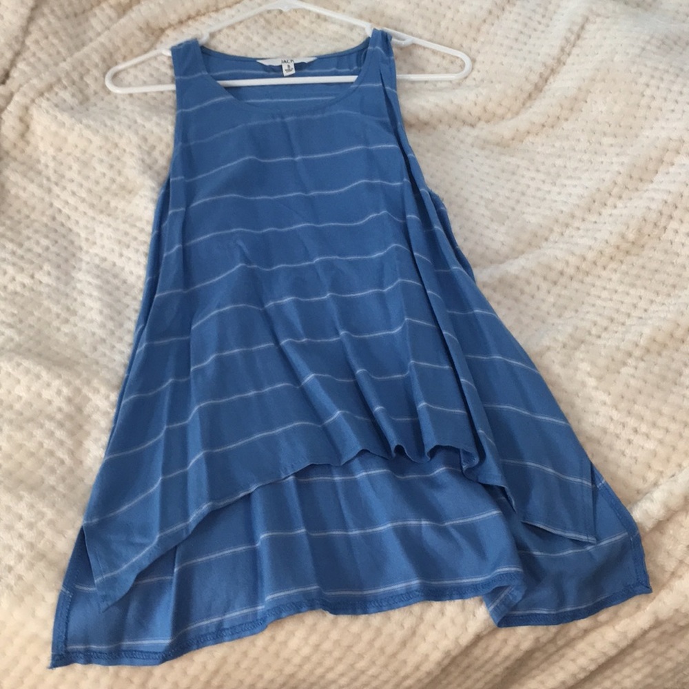 Blue and white striped tank